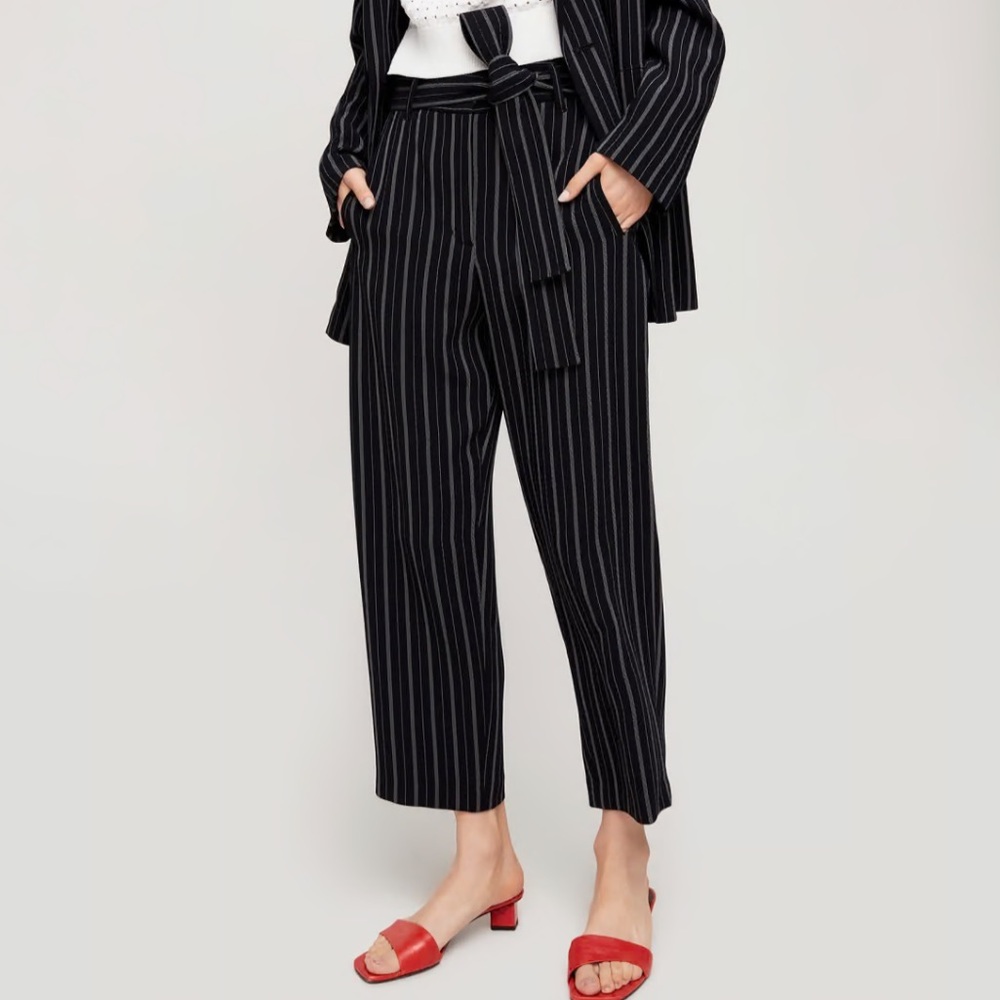 Aritzia Wilfred Tie Front Stripe Pants / Trousers